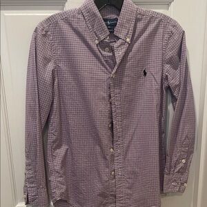 Ralph Lauren Boys Purple Plaid Button Down Shirt Size 12